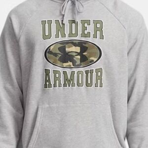 UA Rival Fleece Camo Graphic Grey Mens Fleece Hoodie Small